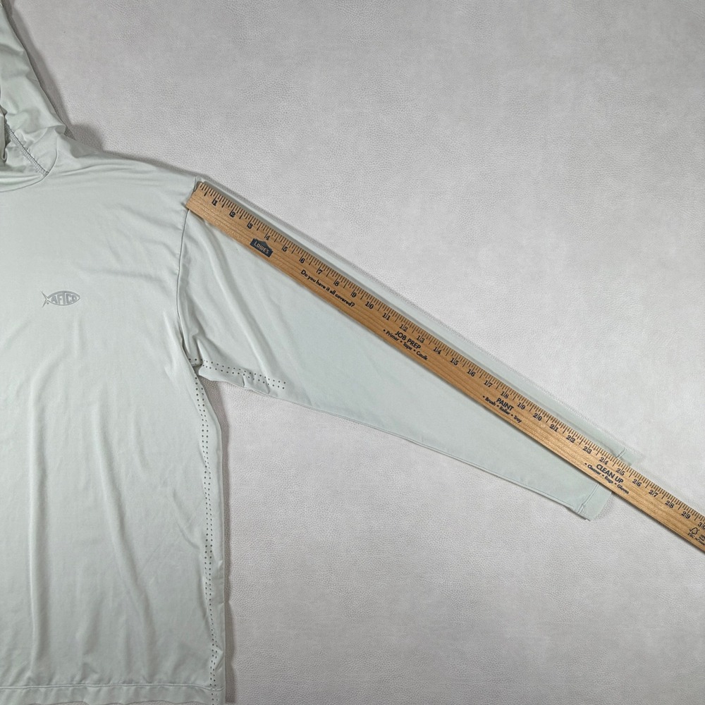 Aftco Mens Sun Hoodie Fishing Shirt Mask Hood Gaiter Sage Green Size Medium - Picture 11 of 13